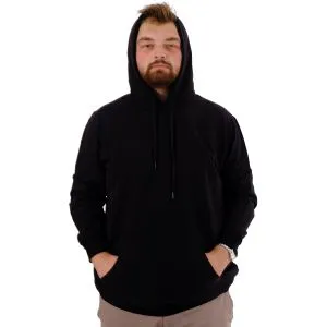 Büyük Beden Erkek Basic Sweatshirt Kapüşonlu Kanguru Cep U24166 Siyah