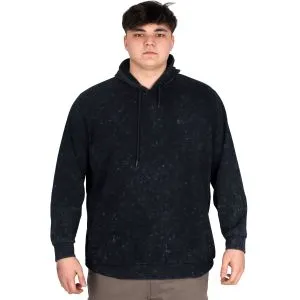 Büyük Beden Erkek Kapüşonlu Sweatshirt Asit Yıkama Interlok U24167 Siyah