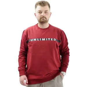 Büyük Beden Erkek Sweathirt Baskılı Bisiklet Yaka UNLIMITED U24171 Bordo