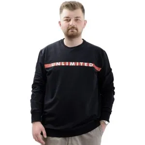 Büyük Beden Erkek Sweathirt Baskılı Bisiklet Yaka UNLIMITED U24171 Lacivert