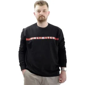 Big Size Mens Sweathirt Crew Neck UNLIMITED U24171 Black
