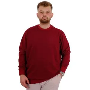 Büyük Beden Erkek Bisiklet Yaka Basic Sweatshirt U24174 Bordo