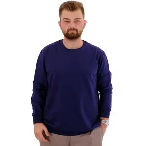 Büyük Beden Erkek Bisiklet Yaka Basic Sweatshirt U24174 İndigo