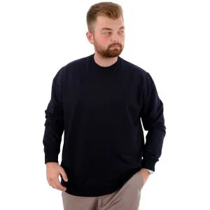 Büyük Beden Erkek Bisiklet Yaka Basic Sweatshirt U24174 Lacivert