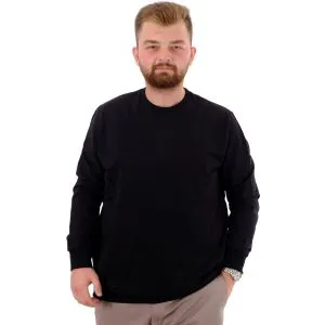 Büyük Beden Erkek Bisiklet Yaka Basic Sweatshirt U24174 Siyah