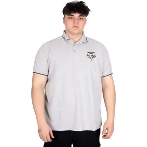 Büyük Beden Erkek Polo Yaka Tişört Waffle Mr.Polo U24298 Gri