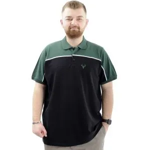 Big Size Mens T-Shirt Polo Renk Bloklu DEER U24324 Black