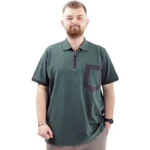 Big Size Mens T-Shirt Zipper Polo with pocket U24325 Naphtha