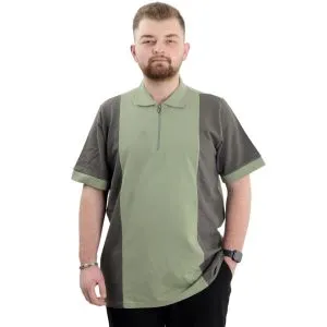 Büyük Beden Erkek T-Shirt Polo Yaka Renk Bloklu U24327 Çağla