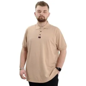 Büyük Beden Erkek T-Shirt Polo Yaka Klasik U24328 Bej