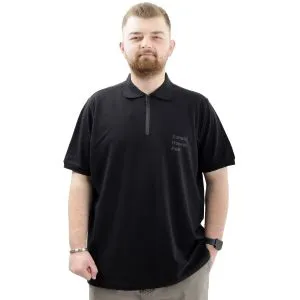 Erkek Büyük Beden Polo Yaka Tişört Fermuarlı U24330 Siyah