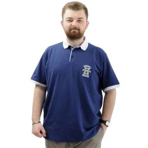 Büyük Beden Erkek Tişört Polo Yaka Nakışlı UNION MADE U24332 İndigo