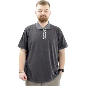 Erkek Büyük Beden Polo Yaka Tişört Baskılı MODE U24334 Antramelanj