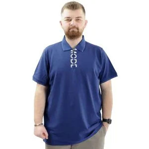 Erkek Büyük Beden Polo Yaka Tişört Baskılı MODE U24334 İndigo