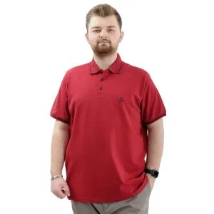 Büyük Beden Erkek Tişört Polo Yaka Nakışlı LOGO M U24338 Lacivert-Bordo