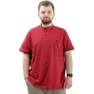Büyük Beden Erkek Tişört Düğmeli Hakim Yaka T-Shirt U24339 Bordo