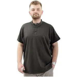 Büyük Beden Erkek Tişört Düğmeli Hakim Yaka T-Shirt U24339 Haki