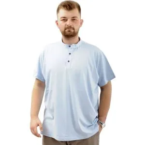 Büyük Beden Erkek Tişört Düğmeli Hakim Yaka T-Shirt U24339 Mavi