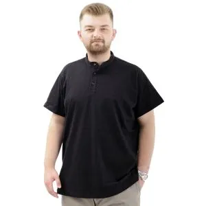 Büyük Beden Erkek Tişört Düğmeli Hakim Yaka T-Shirt U24339 Siyah