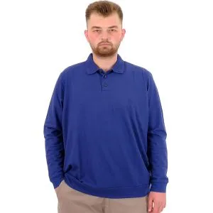 Büyük Beden Erkek Polo Yaka Sweatshirt Nakışlı U24340 İndigo