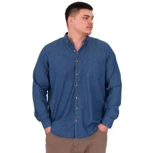 Büyük Beden Erkek Uzun Kol Kot Gömlek U24391 Mavi