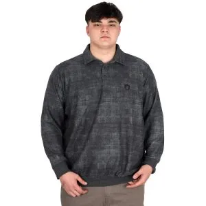 Büyük Beden Erkek Polo Yaka Sweatshirt Baskılı Selanik U24440 Antramelanj