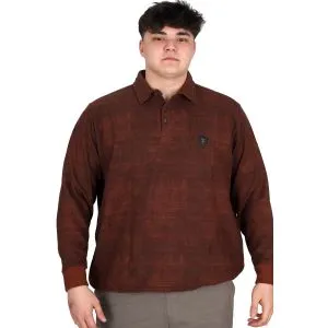 Büyük Beden Erkek Polo Yaka Sweatshirt Baskılı Selanik U24440 Kiremit