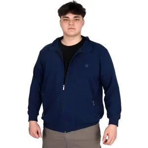 Erkek Büyük Beden Hırka Fermuarlı Dik Yaka Cepli U24442 İndigo