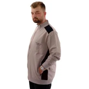 Büyük Beden Erkek Eşofman Üstü Dik Yaka Fermuarlı BROOKLYN U24522 Gri