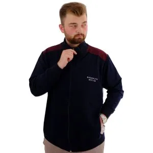 Big Size Mens Sweatshirt dog collar Zipper BROOKLYN U24522 Navy Blue