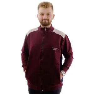 Büyük Beden Erkek Eşofman Üstü Dik Yaka Fermuarlı BROOKLYN U24522 Mürdüm