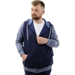 Büyük Beden Erkek Eşofman Üstü Fermuarlı Kapüşonlu SPORT U24523 İndigo