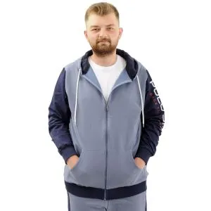 Büyük Beden Erkek Eşofman Üstü Fermuarlı Kapüşonlu SPORT U24523 Mavi