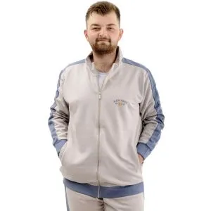 Erkek Büyük Beden Eşofman Üstü Fermuarlı Dik Yaka İnterlok NEW YORK U24524 Gri