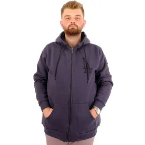 Big Size Mens Sweatshirt 3 İp Hooded Zipper U24540 Smoked