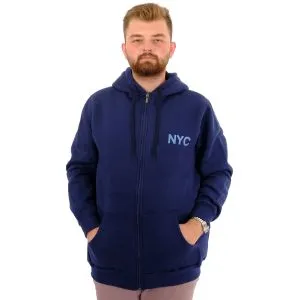 Erkek Büyük Beden Sweatshirt Sırt Baskılı Şardonlu CITY U24541 İndigo