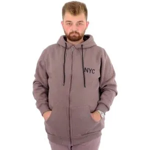 Erkek Büyük Beden Sweatshirt Sırt Baskılı Şardonlu CITY U24541 Kahverengi