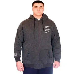 Büyük Beden Erkek Kapüşonlu Sweatshirt Fermuarlı 3 İp BRONX U24560 Antrasit
