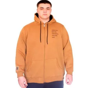 Büyük Beden Erkek Kapüşonlu Sweatshirt Fermuarlı 3 İp BRONX U24560 Camel