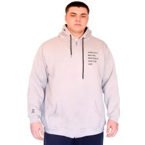 Büyük Beden Erkek Kapüşonlu Sweatshirt Fermuarlı 3 İp BRONX U24560 Gri