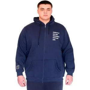 Büyük Beden Erkek Kapüşonlu Sweatshirt Fermuarlı 3 İp BRONX U24560 İndigo