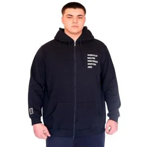 Büyük Beden Erkek Kapüşonlu Sweatshirt Fermuarlı 3 İp BRONX U24560 Lacivert