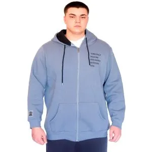 Büyük Beden Erkek Kapüşonlu Sweatshirt Fermuarlı 3 İp BRONX U24560 Mavi