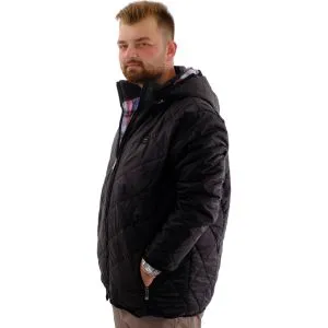 Erkek Büyük Beden Kalın Kapitone Mont Çıkarılabilir Kapüşonlu U24602 Siyah