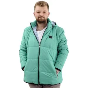 Mens Big Size Quilted Coat with pocket Removable Hooded U24603 Green