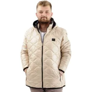 Erkek Büyük Beden Kapitone Kalın Mont Cepli Kapüşonlu U24604 Bej