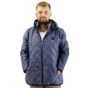 Erkek Büyük Beden Kapitone Kalın Mont Cepli Kapüşonlu U24604 İndigo