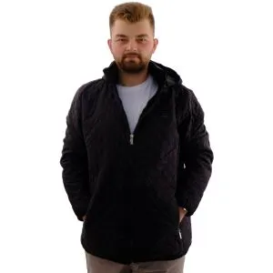 Mens Big Size quilted Coat with pocket Hooded U24604 Shiny Black
