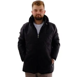 Erkek Büyük Beden Kapitone Kalın Mont Cepli Kapüşonlu U24604 Siyah