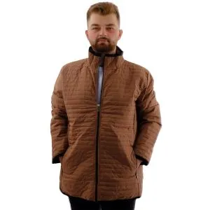 Büyük Beden Erkek Dik Yaka Kapitone Mont U24609 Kahverengi